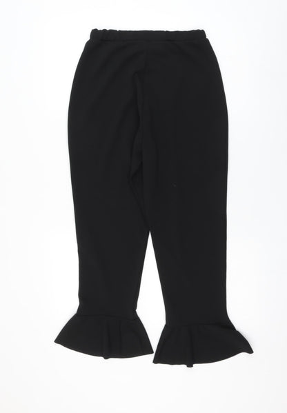 Quiz Womens Black Polyester Cropped Trousers Size 12 L24 in Regular