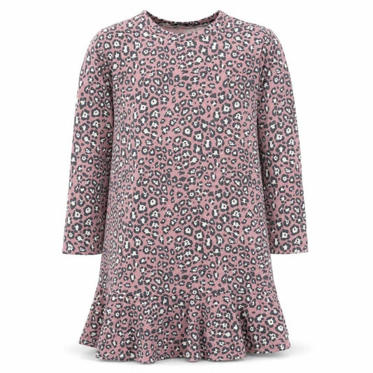 New Look Womens Pink Animal Print Polyester Jumper Dress Size 8 Round Neck Pullover - Leopard Print
