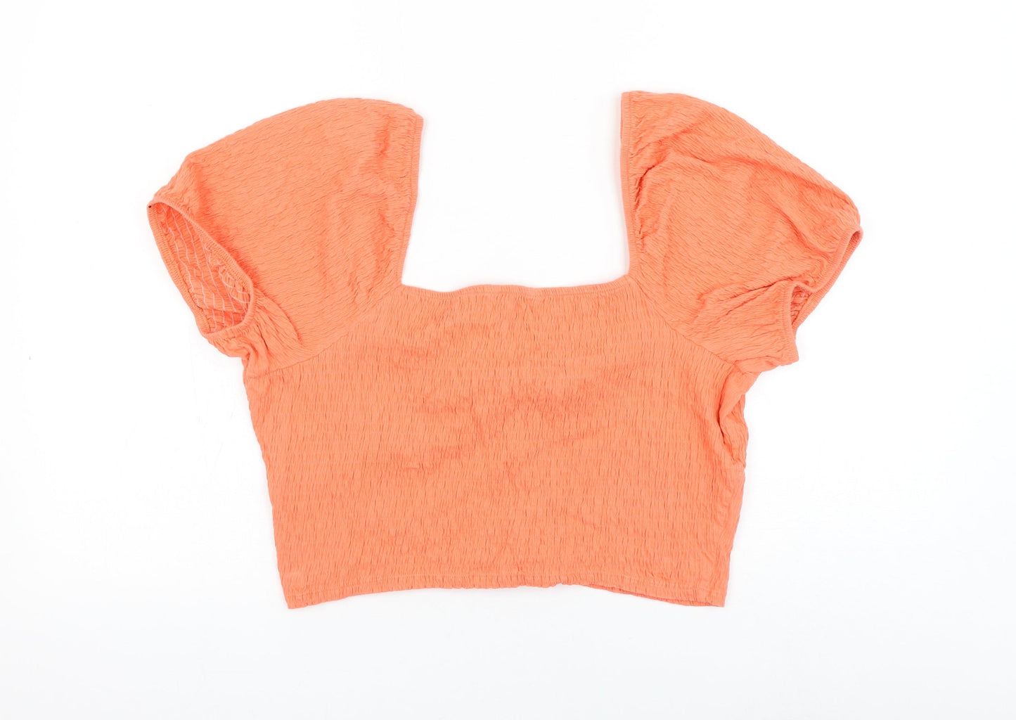 New Look Womens Pink Cotton Cropped Blouse Size 18 V-Neck - Knot Front