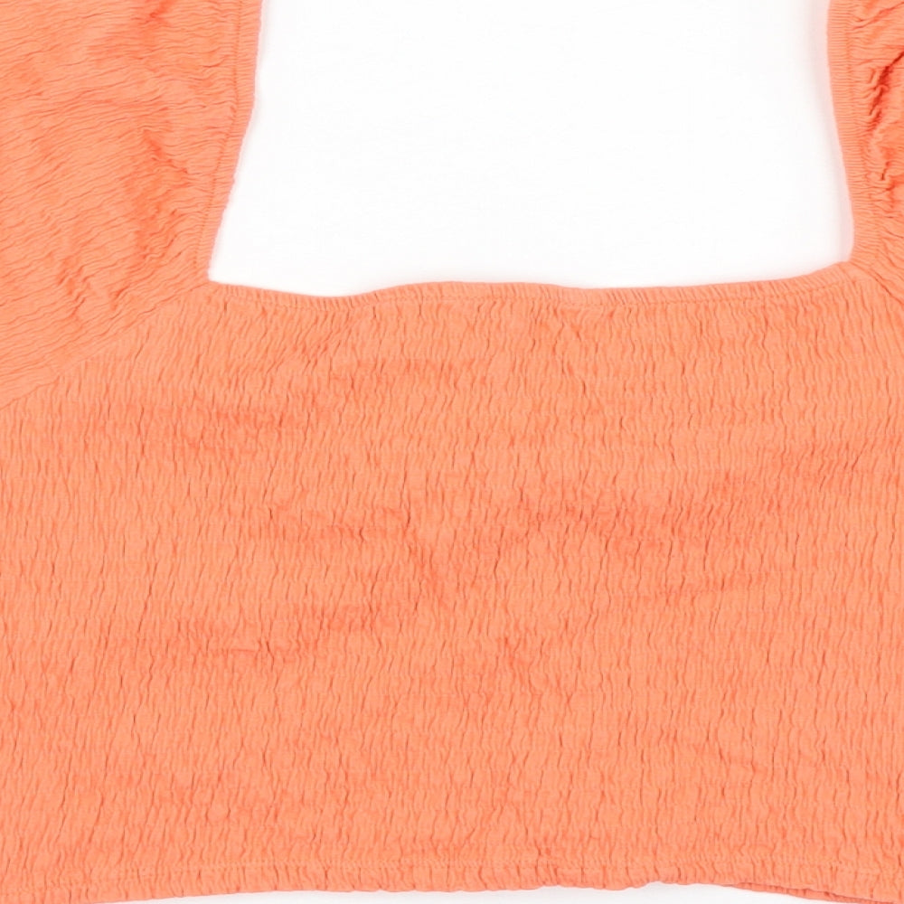 New Look Womens Pink Cotton Cropped Blouse Size 18 V-Neck - Knot Front