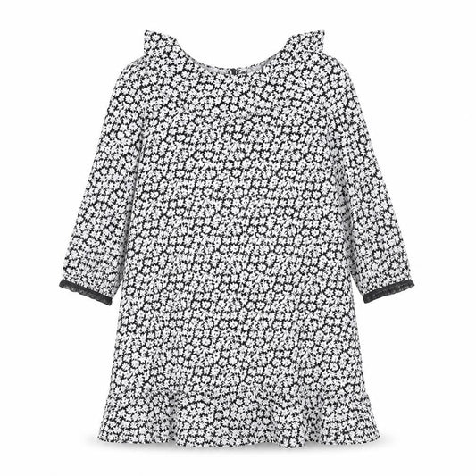 Zara Womens Black Floral Viscose Shift Size M Round Neck Button
