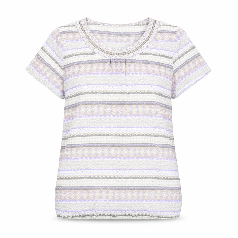 Preworn Womens Multicoloured Geometric Polyester Basic Blouse Size 16 Scoop Neck