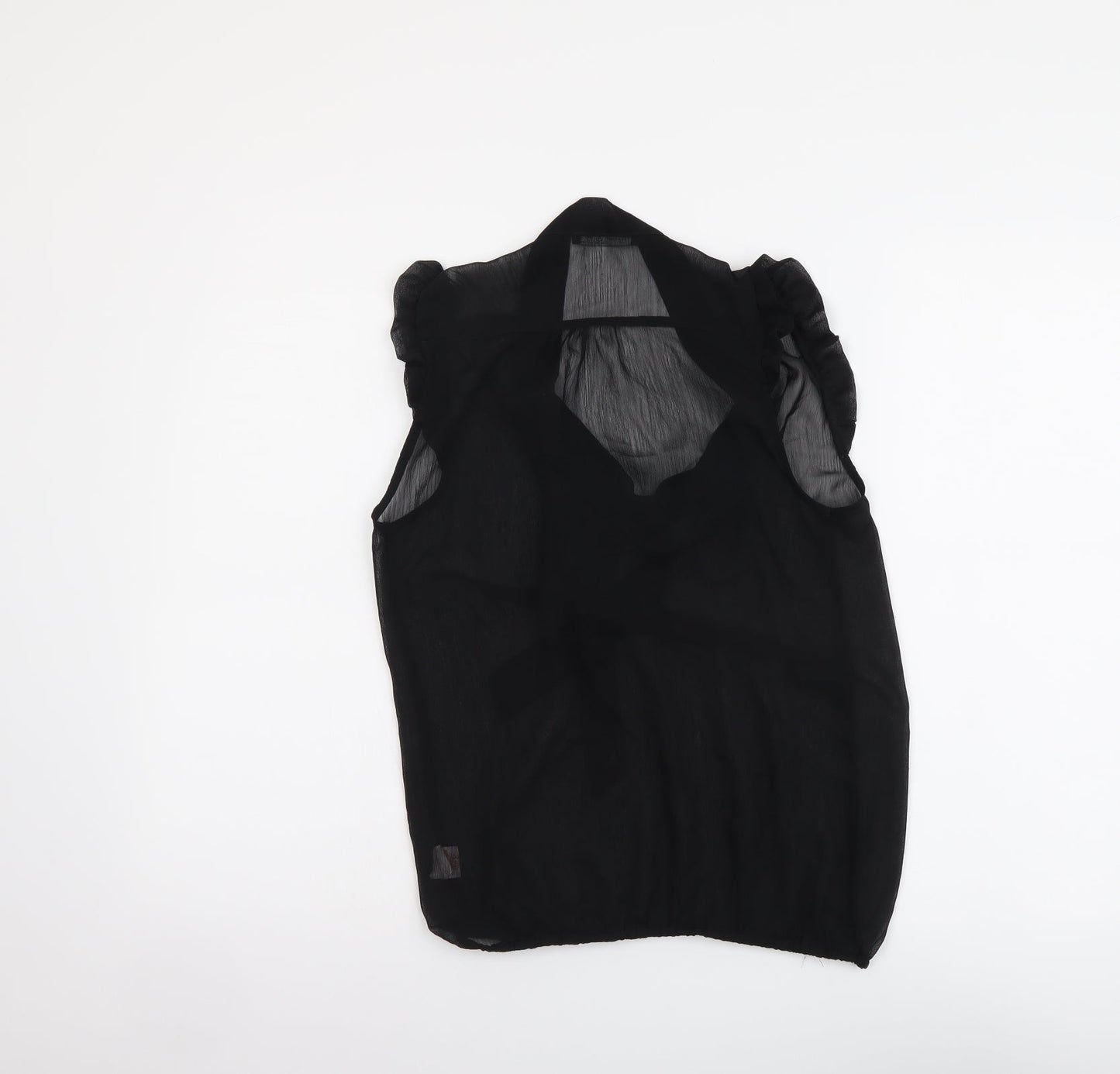 Atmosphere Womens Black Polyester Basic T-Shirt Size 8 V-Neck - Pussy Bow