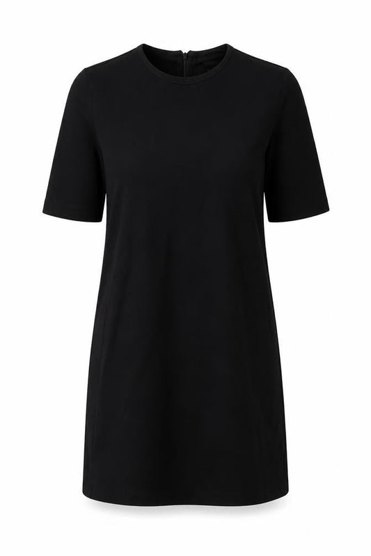 H&M Womens Black Viscose T-Shirt Dress Size S Round Neck Zip