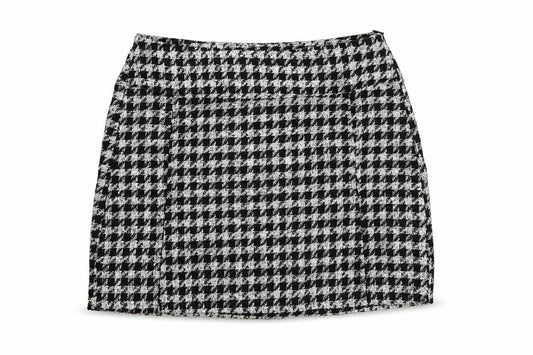Pull&Bear Womens Black Check Polyester Mini Skirt Size M Zip