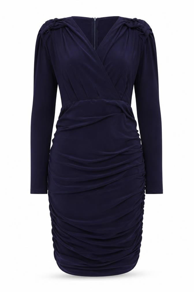 AX Paris Womens Blue Polyester Bodycon Size 10 V-Neck Zip