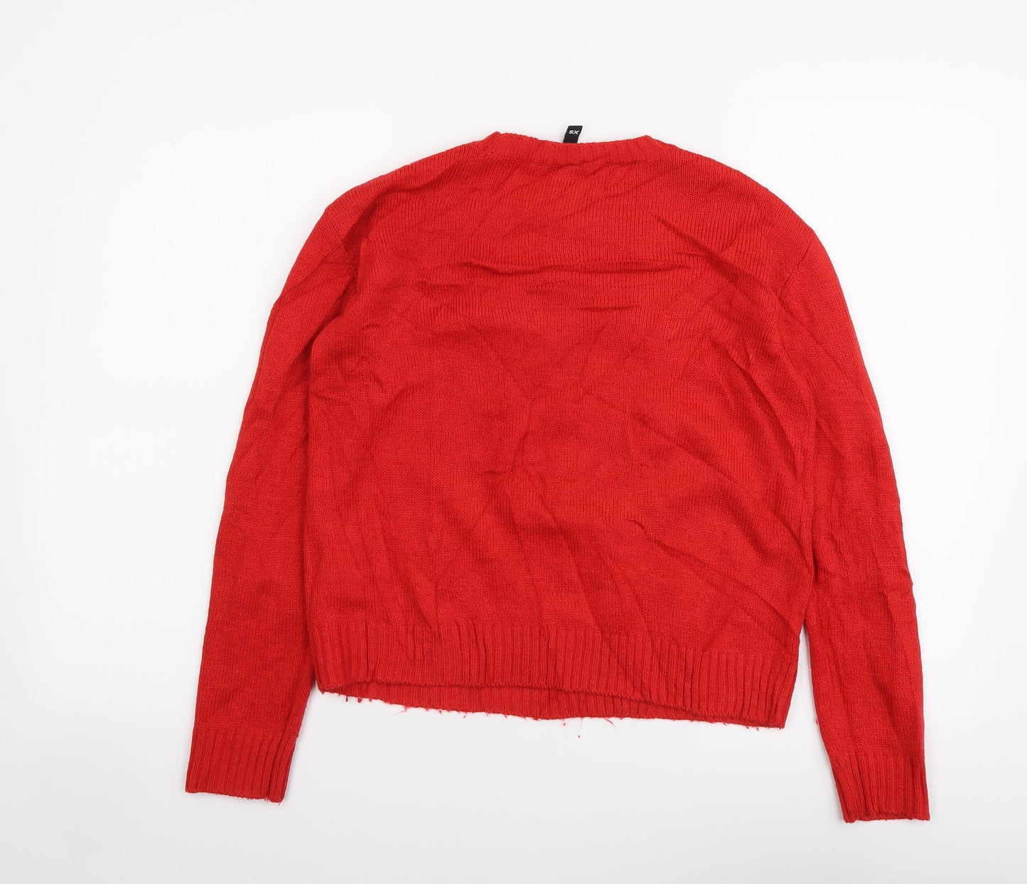 H&M Womens Red Round Neck Acrylic Pullover Jumper Size XS - How about snow?
