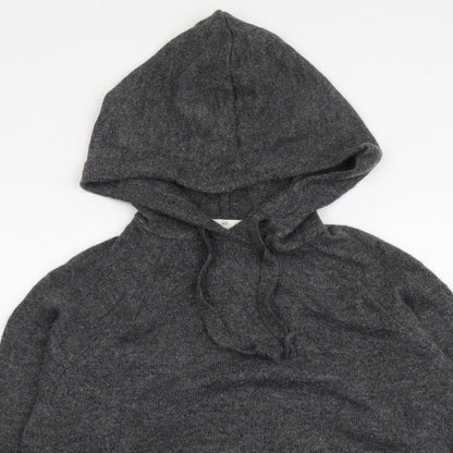 H&M Womens Grey Round Neck Polyester Henley Jumper Size S