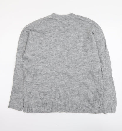 Dorothy Perkins Womens Grey Mock Neck Acrylic Pullover Jumper Size 8