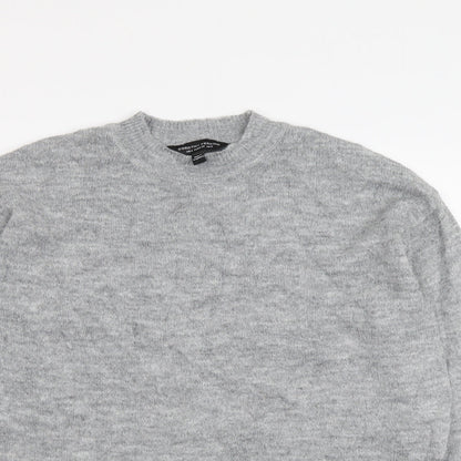 Dorothy Perkins Womens Grey Mock Neck Acrylic Pullover Jumper Size 8
