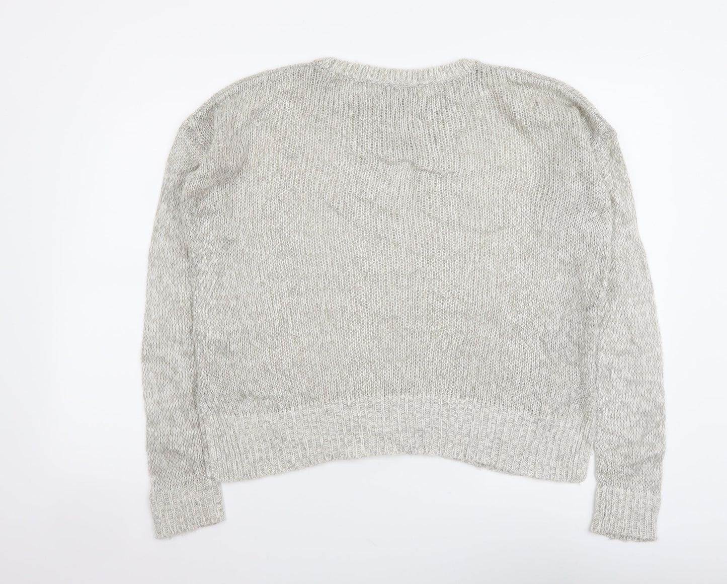 New Look Womens Grey Round Neck Acrylic Pullover Jumper Size S