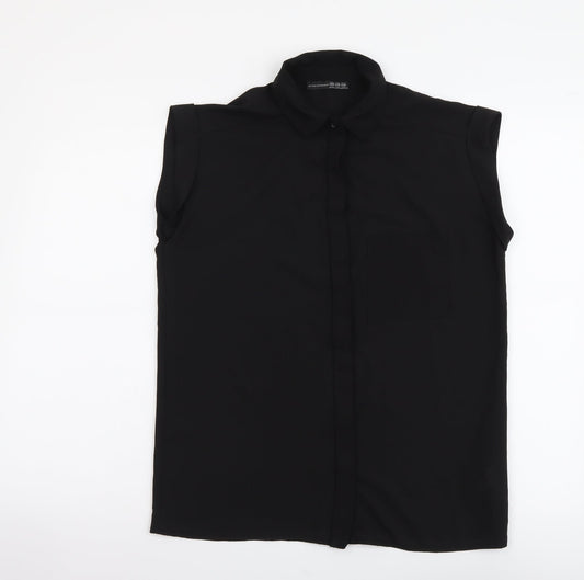 Atmosphere Womens Black Polyester Basic Button-Up Size 10 Collared