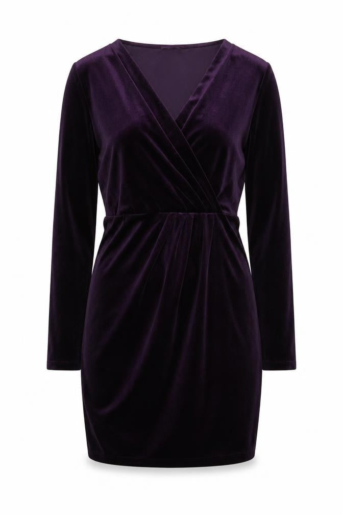 Oasis Womens Purple Polyester Bodycon Size M V-Neck Pullover
