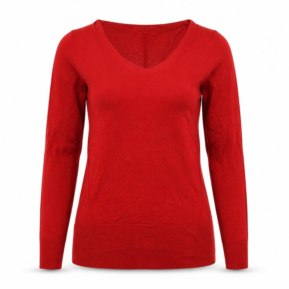 NEXT Womens Red V-Neck Viscose Pullover Jumper Size 10
