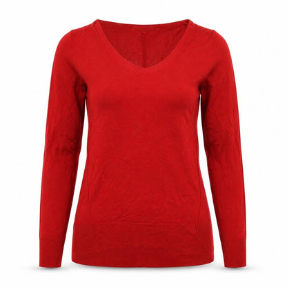 Next Womens Red V-Neck Viscose Pullover Jumper Size 10