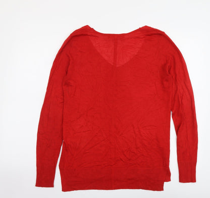 Next Womens Red V-Neck Viscose Pullover Jumper Size 10