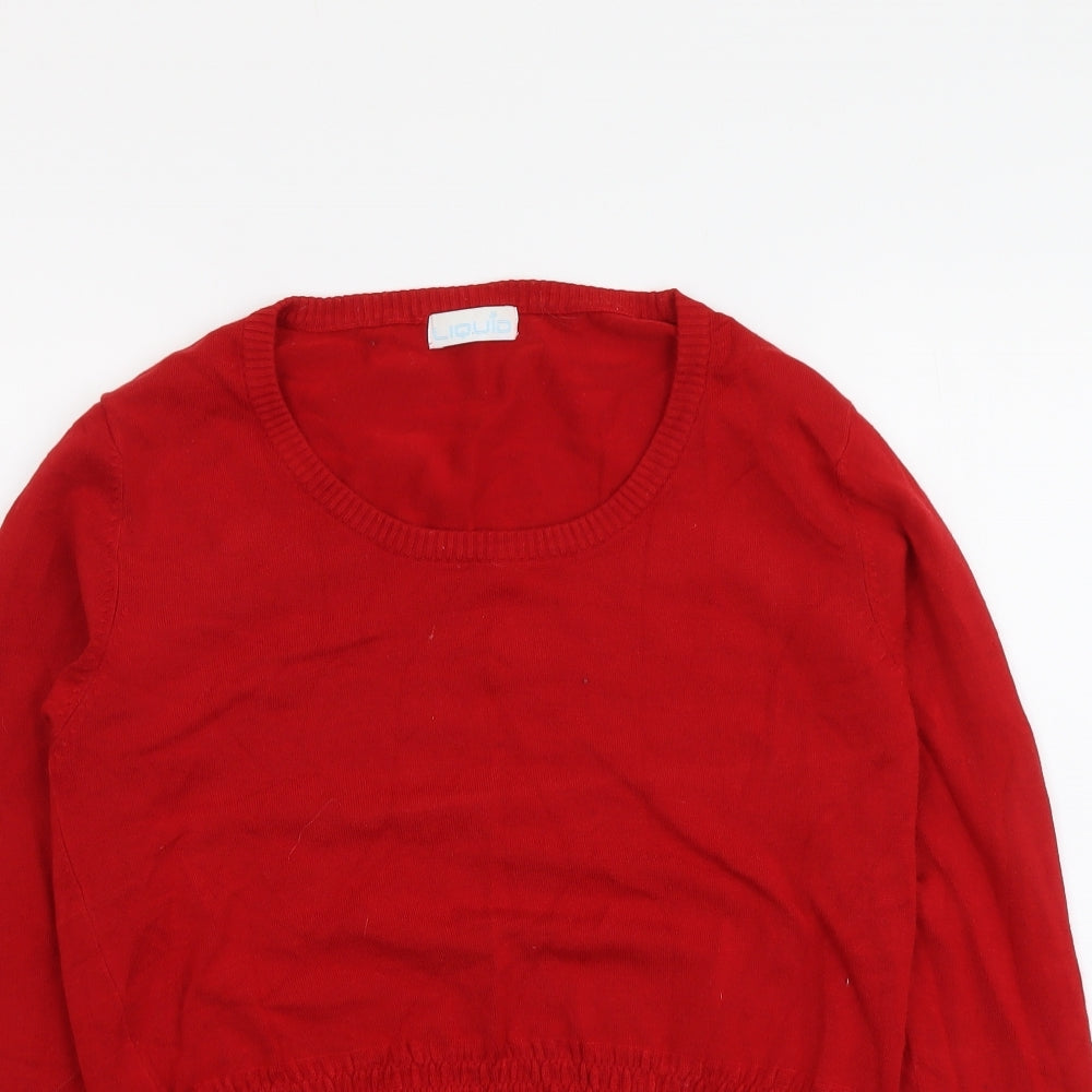 Liquid Womens Red Round Neck Viscose Pullover Jumper Size L