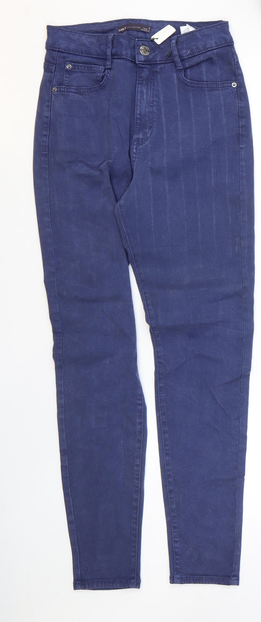 Marks and Spencer Womens Blue Lyocell Skinny Jeans Size 8 L27 in Regular Zip