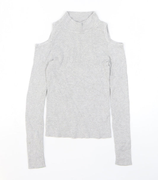 Atmosphere Womens Grey Viscose Basic T-Shirt Size 6 High Neck