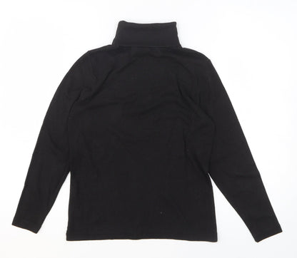 Emreco Womens Black Polyester Basic T-Shirt Size 12 Roll Neck