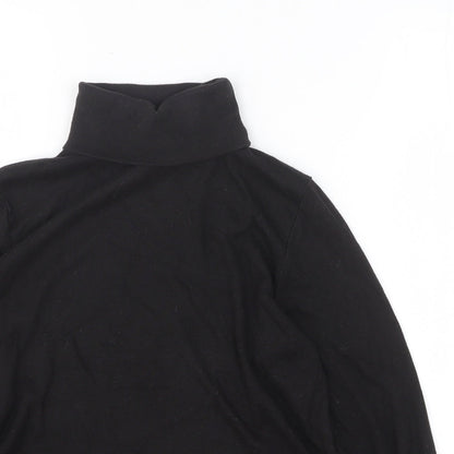 Emreco Womens Black Polyester Basic T-Shirt Size 12 Roll Neck