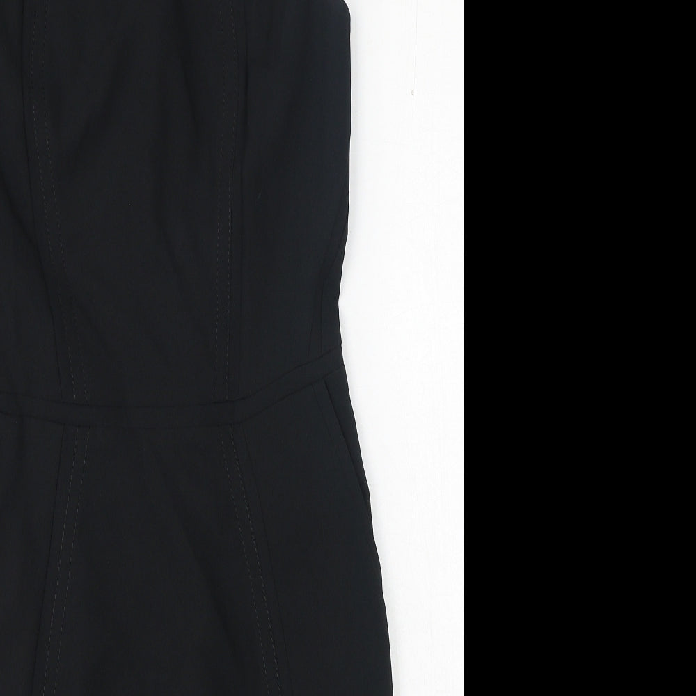New Look Womens Black Polyester A-Line Size 10 Round Neck Zip