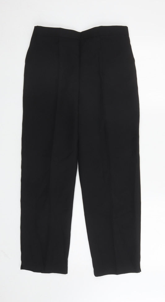 Preworn Womens Black Polyester Trousers Size 14 L25.5 in Regular