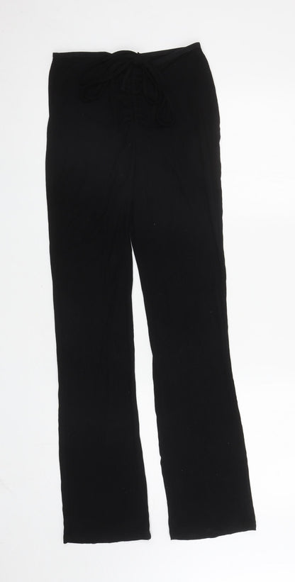 SHEIN Womens Black Viscose Trousers Size XS L29.5 in Regular Drawstring