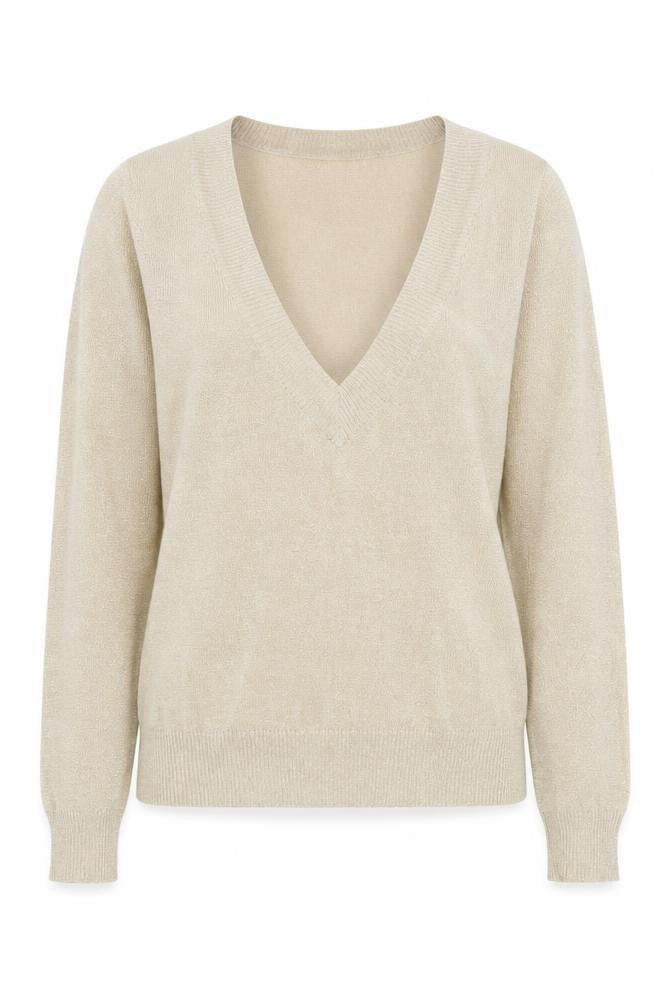 H&M Womens Gold V-Neck Viscose Pullover Jumper Size S