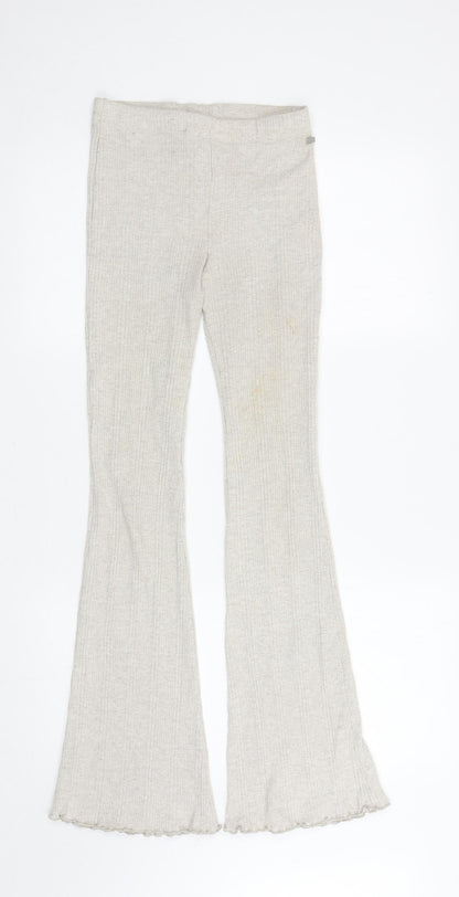 Pull&Bear Womens Beige Acrylic Sweatpants Trousers Size S L30.5 in Regular - Ribbed