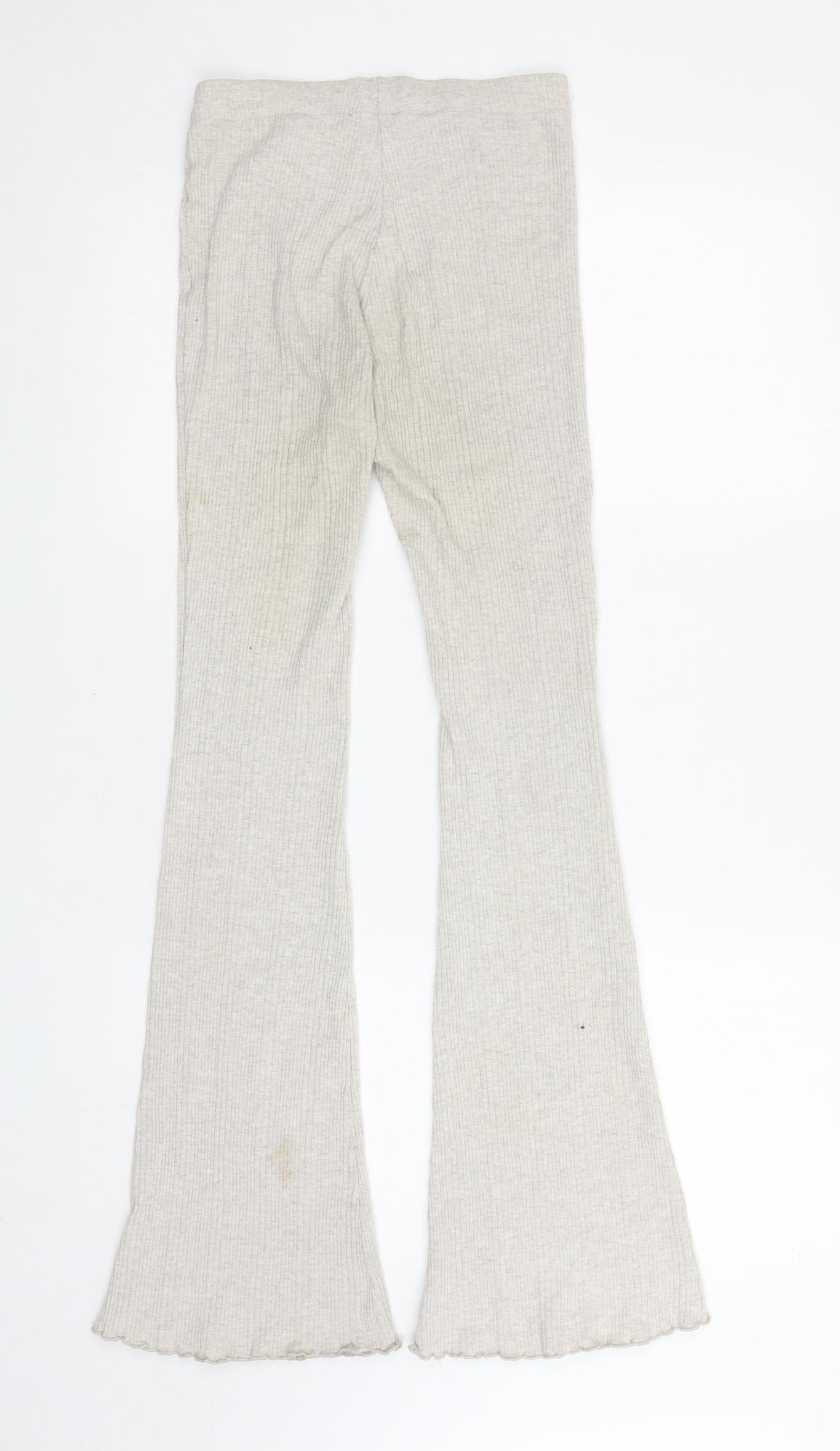 Pull & Bear Womens Beige Acrylic Sweatpants Trousers Size S L30.5 in Regular - Ribbed