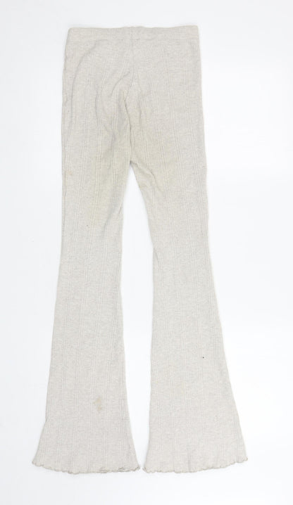 Pull&Bear Womens Beige Acrylic Sweatpants Trousers Size S L30.5 in Regular - Ribbed