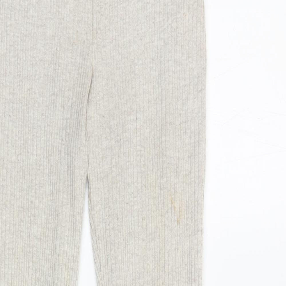 Pull & Bear Womens Beige Acrylic Sweatpants Trousers Size S L30.5 in Regular - Ribbed