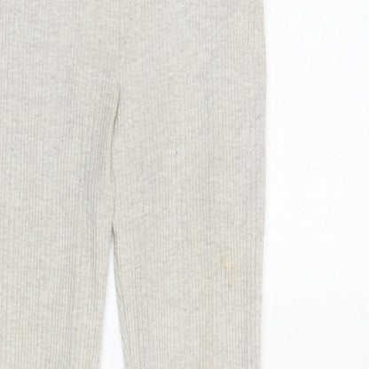 Pull&Bear Womens Beige Acrylic Sweatpants Trousers Size S L30.5 in Regular - Ribbed