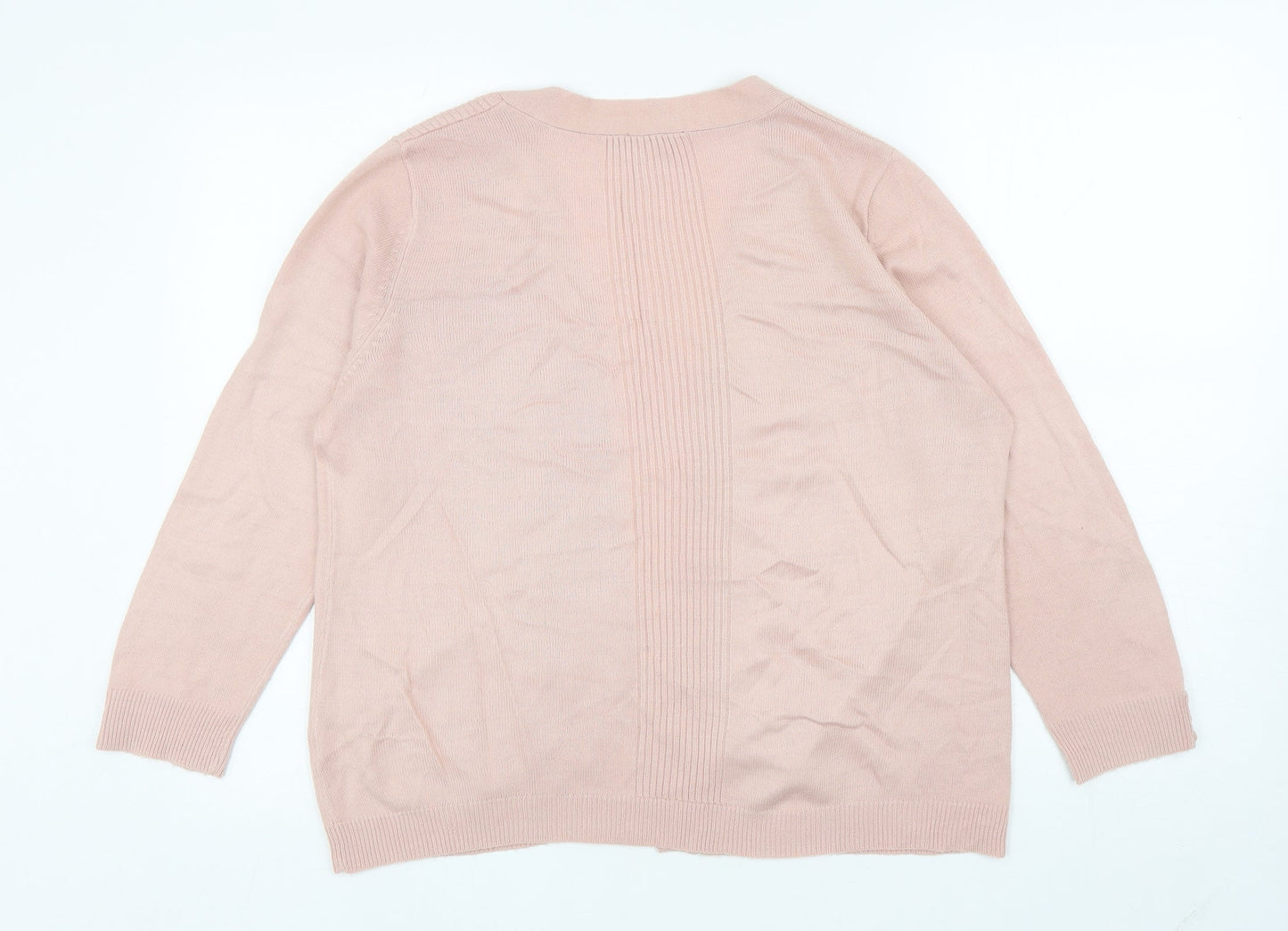 BHS Womens Pink V-Neck Acrylic Cardigan Jumper Size 12