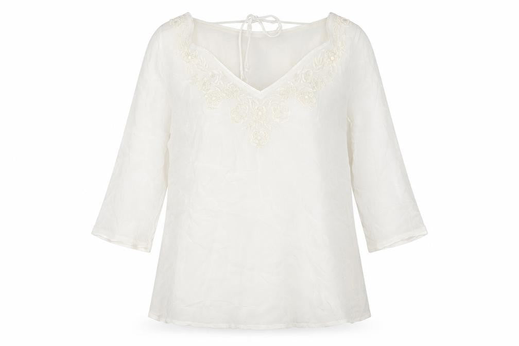 Monsoon Womens White Viscose A-Line Size 10 Round Neck Pullover