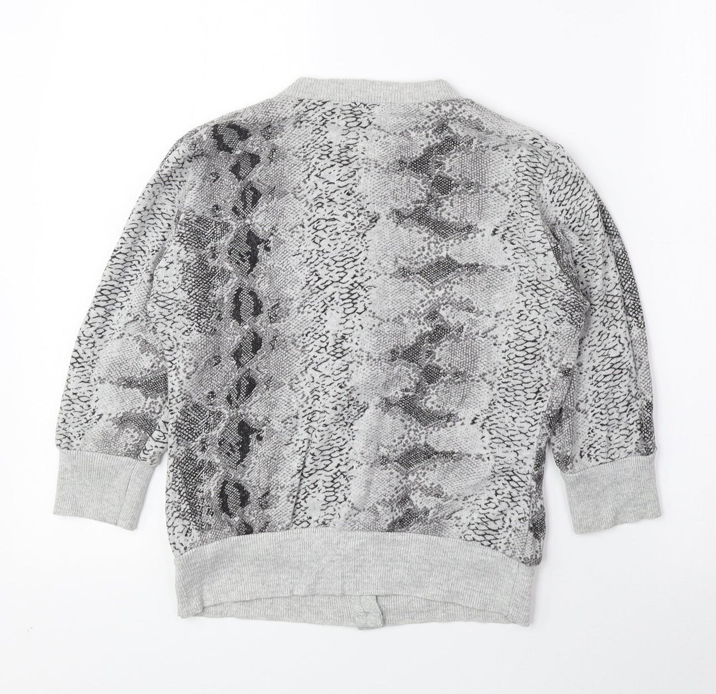 Atmosphere Womens Grey Round Neck Animal Print Cotton Cardigan Jumper Size 8 - Snake Print