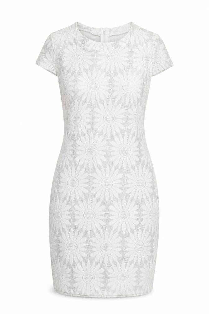 River Island Womens Grey Floral Polyester Pencil Dress Size 8 Round Neck Zip