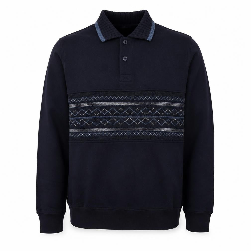 Blue Harbour Mens Blue Geometric Cotton Pullover Sweatshirt Size S