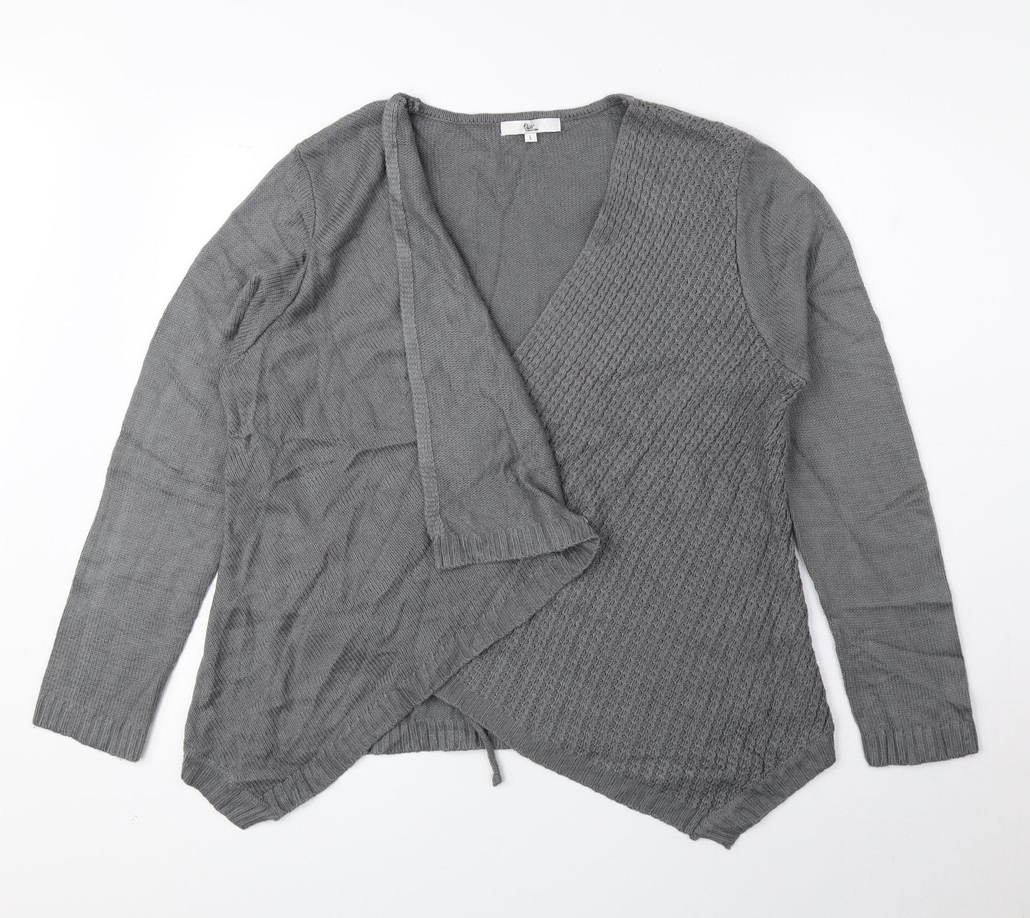 Klass Womens Grey V-Neck Acrylic Cardigan Jumper Size L