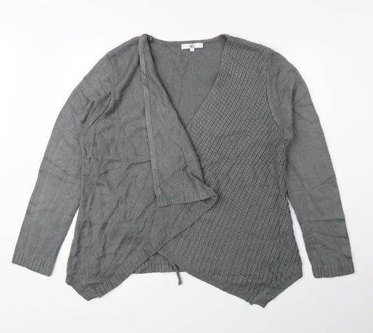 Klass Womens Grey V-Neck Acrylic Cardigan Jumper Size L