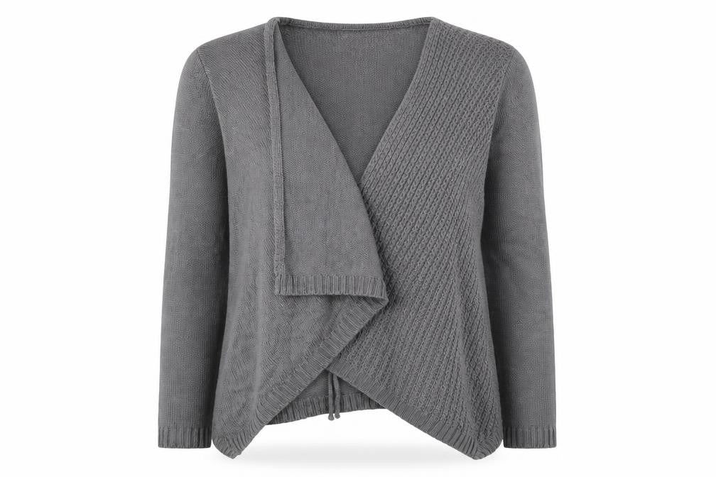 Klass Womens Grey V-Neck Acrylic Cardigan Jumper Size L