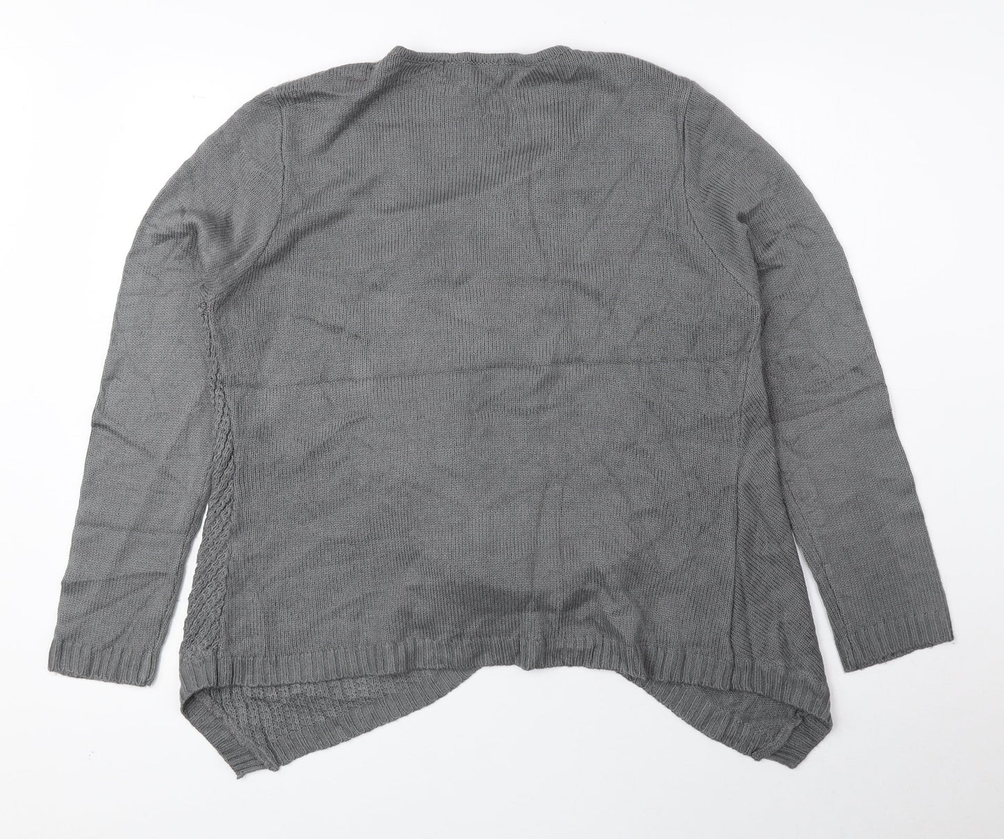 Klass Womens Grey V-Neck Acrylic Cardigan Jumper Size L