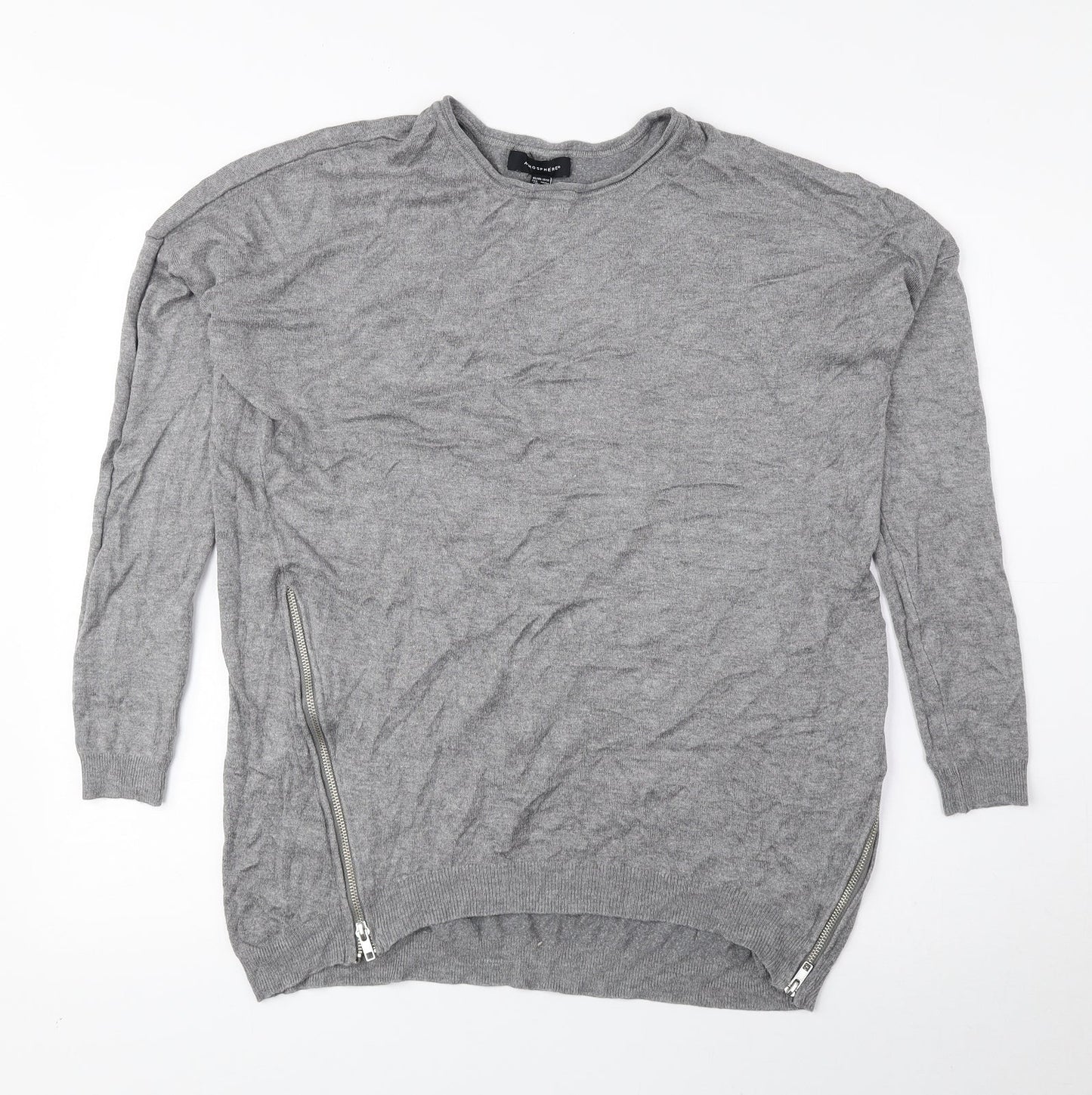 Atmosphere Womens Grey Round Neck Viscose Pullover Jumper Size 10