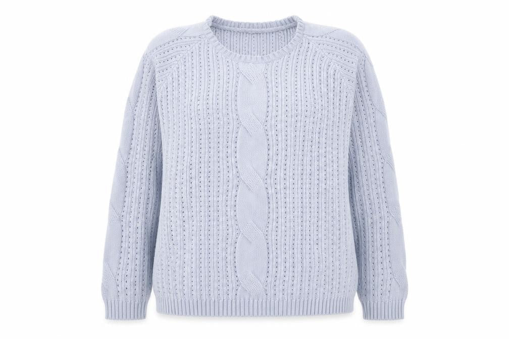 Damart Womens Blue Round Neck Acrylic Pullover Jumper Size 10