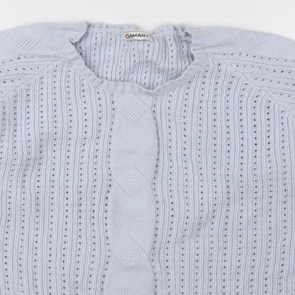 Damart Womens Blue Round Neck Acrylic Pullover Jumper Size 10