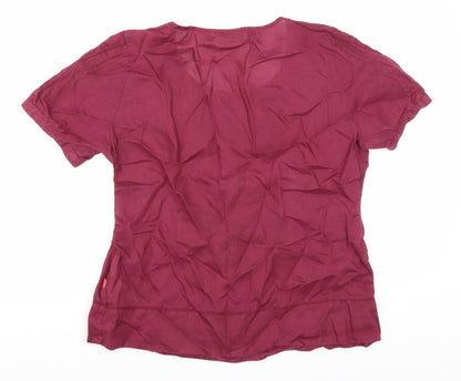 Jackpot Womens Purple Ramie Basic Blouse Size 14 Scoop Neck