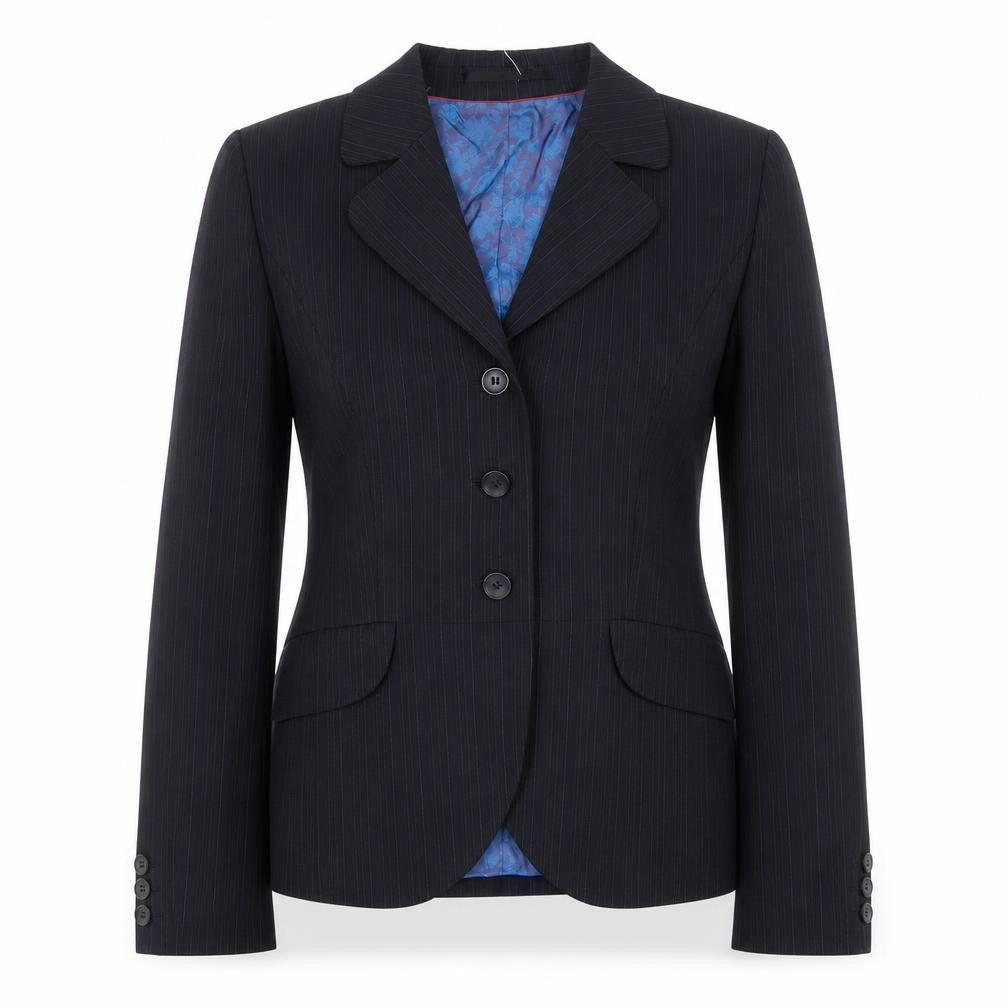 Wardrobes Womens Black Striped Polyester Jacket Blazer Size 8