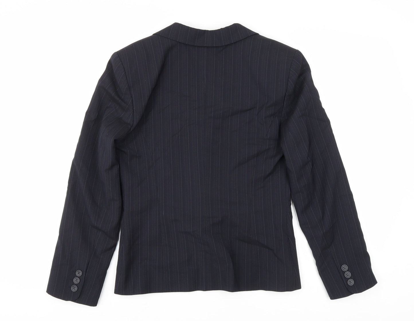 Wardrobes Womens Black Striped Polyester Jacket Blazer Size 8
