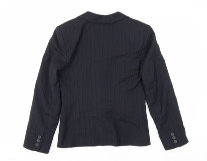 Wardrobes Womens Black Striped Polyester Jacket Blazer Size 8